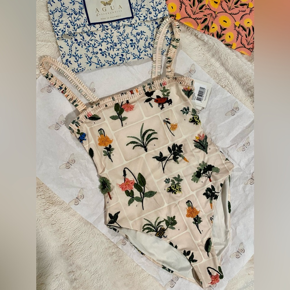 Agua by Agua Bendita Limon Ranas embroidered one piece